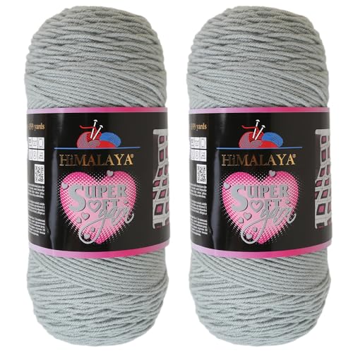 2 Knäuel Himalaya Super Soft Garn, 100% Acryl, insgesamt 400 Gramm, jeder Strang 200 g, 328 Meter lang (358 Yards), Garngewicht: 4: Worsted-Aran, grün 80861 von Loren