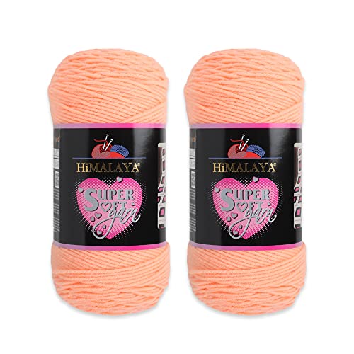 Himalaya-Garn, superweich, 2 Knäuel, 100 % Acryl, insgesamt 400 g. Jeder Strang 200 g, 328 m lang, Garngewicht: 4: Kammgarn (80830 Pinkish Orange 80830) von Loren