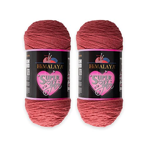 Himalaya-Garn mit 2 Knäueln, superweich, 100 % Acryl, insgesamt 400 g pro Strang 200 g, 328 m lang, Garngewicht: 4: Kammgarn, 80810 (Dusty Rose 80810) von Loren