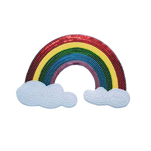 Lorigun DIY Kleidung Nähen/Eisen auf Patch Pailletten Regenbogen Große Applique Mode-Accessoires für T-Shirt von Lorigun