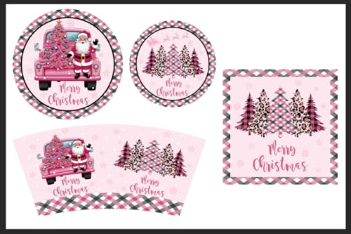 Lorvain 50 Packungen Weihnachtsteller Set Rosa von Lorvain