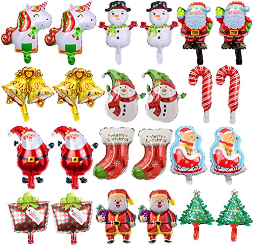 Lostwry 24 Stück Weihnachten Ballons Kit,Folienballon Weihnachten Luftballons Weihnachtsdeko Aluminiumfolie Ballons Weihnachtsballons für Geburtstag Xmas Weihnachten Party Deko von Lostwry