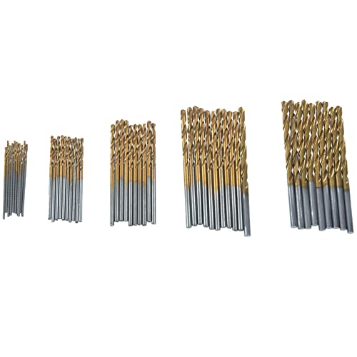 Losueeun 50 Stueck Titanbeschichtetes Schnellarbeitsstahlbohrer Set Werkzeug 1/1,5/2 / 2,5 / 3mm von Losueeun