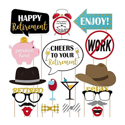 Losuya 18pcs Happy Retirement Photo Booth Requisiten Retired Party Foto Posing Requisiten für Retirement Party Dekorationen von Losuya