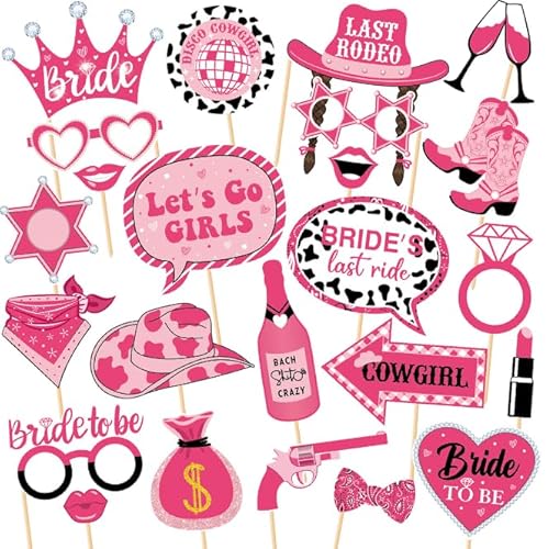 Losuya 25pcs Cowgirl Bachelorette Foto Requisiten Lets Go Mädchen Bachelorette Foto Booth Requisiten für Cowgirl Bachelorette Party Supplies von Losuya