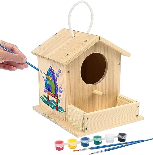 LotFancy Vogelhaus Bausatz für Kinder, Vogelhaus zum bemalen, Vogelhaus bastelset aus Holz, DIY Set Vogelkasten Basteln Ostern Geschenke für Mädchen Jungen Kleinkinder von LotFancy