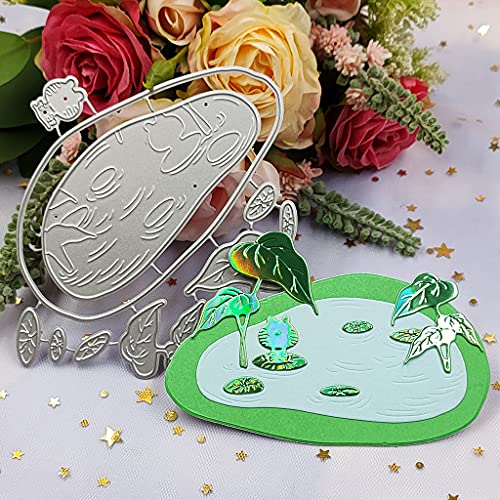 Froschblatt Teich Metall Stanzformen Stanzformen für Kartenherstellung Freiraum Prägeschablone für Scrapbooking DIY Album Papierkarten Dekoration von Lottoyday