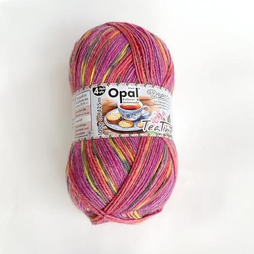 100 g Opal Beauty Tea Time 4-fädiges Sockengarn, 75% Wolle, 25% Polyamid, Space Dyed, buntes Garn zum Stricken & Häkeln (11510) von Lotus Yarns