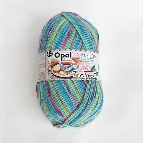 100 g Opal Beauty Tea Time 4-fädiges Sockengarn, 75% Wolle, 25% Polyamid, Space Dyed, buntes Garn zum Stricken & Häkeln (11511) von Lotus Yarns