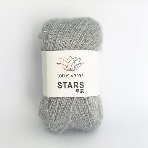 Lotus Yarns Stars 35% Kid Mohair, 35% Merinowolle, 22% Nylon, 8% Polyester, flauschiges glänzendes Mischgarn für Handstricken & Häkeln, Pullover, Strickjacken, Basteln, 2 Knäuel / 50 g (#02) von Lotus Yarns