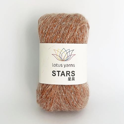 Lotus Yarns Stars 35% Kid Mohair, 35% Merinowolle, 22% Nylon, 8% Polyester, flauschiges glänzendes Mischgarn für Handstricken & Häkeln, Pullover, Strickjacken, Basteln, 2 Knäuel / 50 g (#06) von Lotus Yarns