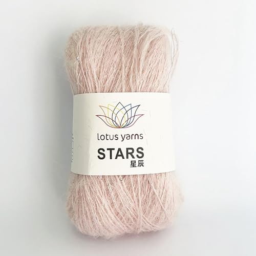 Lotus Yarns Stars 35% Kid Mohair, 35% Merinowolle, 22% Nylon, 8% Polyester, flauschiges glänzendes Mischgarn für Handstricken & Häkeln, Pullover, Strickjacken, Basteln, 2 Knäuel / 50 g (#08) von Lotus Yarns