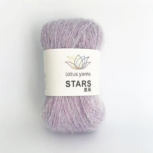 Lotus Yarns Stars 35% Kid Mohair, 35% Merinowolle, 22% Nylon, 8% Polyester Garn, flauschig glänzendes Mischgarn für Handstricken, Häkeln und Pullover, Strickjacken, Basteln, 2 Knäuel / 50g (#09) von Lotus Yarns