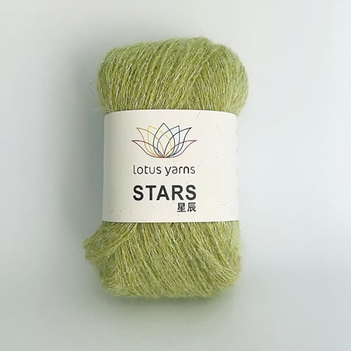 Lotus Yarns Stars 35% Kid Mohair, 35% Merinowolle, 22% Nylon, 8% Polyester Garn, flauschiges glänzendes Mischgarn für Handstrick- & Häkeln, Pullover, Strickjacken, Basteln, 2 Knäuel / 50g (#12) von Lotus Yarns