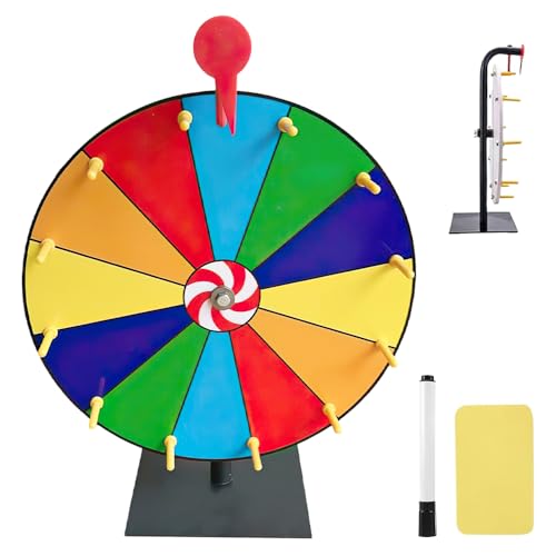 Lotvic Glücksrad zum Drehen, 30cm Glücksrad zum Selbstgestalten, Glücksrad Spielzeug mit Radiergummi und Markierstift, Spinning Prize Wheel, für Lotteriespiele, Wortspiele, Karneval Party von Lotvic