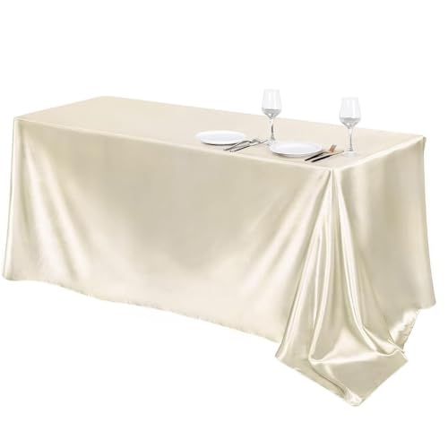 Loufy 1 x hochwertige Tischdecke für Hotelbankett, Hochzeit, einfarbig, rechteckig, glänzend, Satin, Beige von Loufy