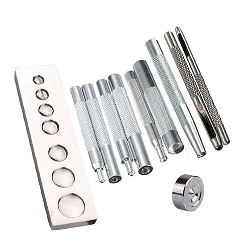 Loufy 11-teiliges Set – 633/655/831/201 Nieten, Basis, Stanzer aus Leder, silberfarben von Loufy