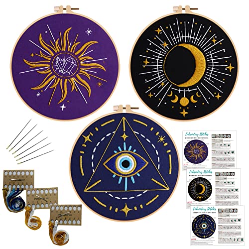 Louise Maelys Tarot-Stickset für Anfänger mit Sonne, Mond, böser Blick, Anfänger-Kreuzstich-Set, 3-teiliges Set von Louise Maelys