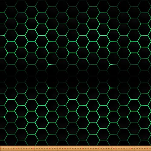 Hexagon Polsterstoff Luxus Honeycomb Stoff von The Yard Abstrakt Geometrisch Kunst Dekostoff für Polster und Heimwerkerprojekte Draussen Stoff Grün Schwarz 92x150cm von Loussiesd