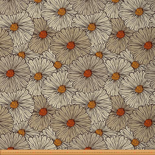 Loussiesd Abstrakter Blumenstoff Meterware Vintage Blumen botanisches Naturthema Polsterstoff für Stühle und Heimwerkerprojekte Moderner Dekor wasserdichter Stoff 184x150cm Ringelblumenorange von Loussiesd