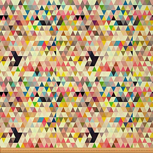 Loussiesd Abstrakter geometrischer Stoff Meterware Bunte Dreiecke Thema Polsterstoff für Stühle und Heimwerkerprojekte Vintage Dreieck geometrischer Dekor wasserdichter Stoff 92x150cm von Loussiesd