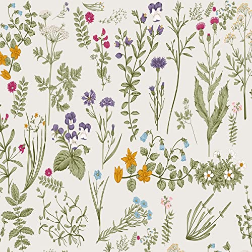 Loussiesd Blumen Polsterstoff Meterware,Bauernhaus Blumenmuster,Polsterstoff für Stühle,Gartenblumen,botanischer,dekorativer,wasserdichter Outdoor Stoff,184x160cm,lila grün von Loussiesd