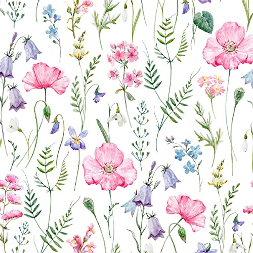 Loussiesd Blumen Polsterstoff für Stühle,Rosa Mohn Blumendruck Stoff Meterware,Aquarell Garten Blumen Bauernhaus Botanischer Dekorationsstoff für Polster und Heimwerkerprojekte,184x160cm,Rosa von Loussiesd