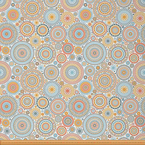 Loussiesd Boho Mandala Stoff Meterware Möbelstoff im böhmischen Stil dekorativer exotischer Blumen Stoff für den Außenbereich Stammes Stil Möbelstoff für Stühle 92x150cm Orange Blau von Loussiesd