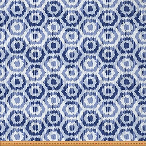 Loussiesd Exotischer Ikat Stoff von der Werft geometrisches Hexagon Thema Polsterstoff für Stühle und Heimwerkerprojekte moderner Kunststil dekorativer wasserdichter Stoff 184x150cm Indigo von Loussiesd