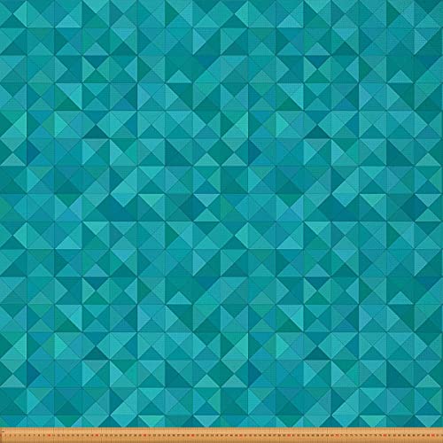 Loussiesd Geometrischer Möbelstoff für Stühle blaugrün Dreiecke Quadrate Karierter Stoff Meterware abstraktes Kunstgitter Dekorationsstoff für Polster und Heimwerkerprojekte 276x150cm Türkis Aqua von Loussiesd