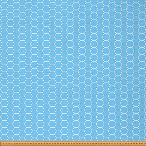 Loussiesd Hexagon Polsterstoff für Stühle Honeycomb Abstrakt Geometrisch Stoff von The Yard Blau Weiß Geometrie Dekostoff für Polster und Heimwerkerprojekte 92x150cm von Loussiesd