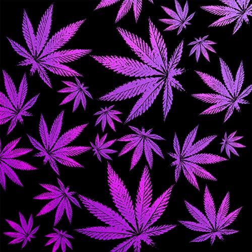 Loussiesd Marihuana Weed Polsterstoff,Meterware,Lila Cannabis blätter,Outdoor Stoff,Meterware,Hippie Botanisches Blatt Dekorationsstoff für Polster und Heimwerkerprojekte,92x160cm,Lila Schwarz von Loussiesd