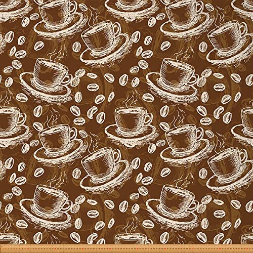 Süßer Kaffeestoff von der Werft KaffeeEntwurf Illustration Polsterstoff für Stühle und Heimwerkerprojekte Kaffeetasse und Kaffeebohnen Dekorativer wasserdichter Stoff 92x150cm Hellbraun von Loussiesd