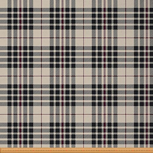 Loussiesd Tartan Plaid Möbelstoff für Stühle Jahrgang Büffelkaro Outdoor Stoff Meterware Bauernhausgürtel geometrischer Dekorationsstoff für Polster und Heimwerkerprojekte 460x150cm Brombeere von Loussiesd