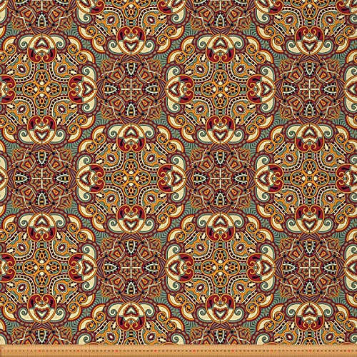 Loussiesd Traditioneller Blumenstoff Meterware Vintage geometrischer Stil Möbelstoff für Stühle und Heimwerkerprojekte Paisley Mandala dekorativer wasserdichter Stoff 276x150cm von Loussiesd