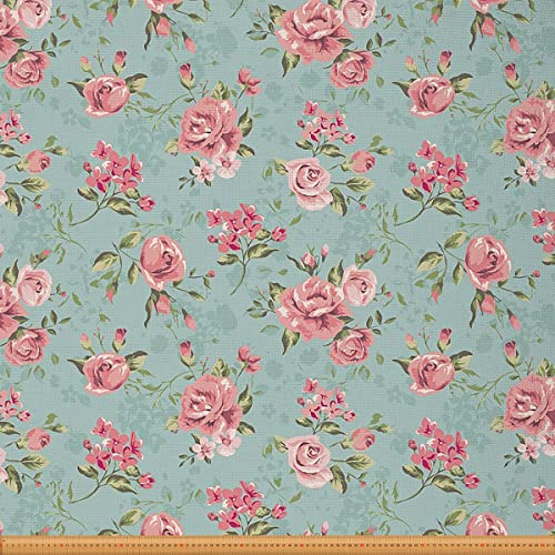 Loussiesd Vintage Blumenstoff Meterware niedliche kleine Rosen Naturthema Polsterstoff für Stühle und Heimwerkerprojekte Blumen dekorativer wasserdichter Stoff 184x150cm von Loussiesd