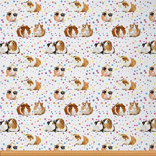 Meerschweinchen Polsterstoff von The Yard Süß Meerschweinchen Bunte Polka Dots Draussen Stoff von The Yard Haustier Tier Thema Dekostoff für Polster und Heimwerkerprojekte Rosa Weiß 276x150cm von Loussiesd