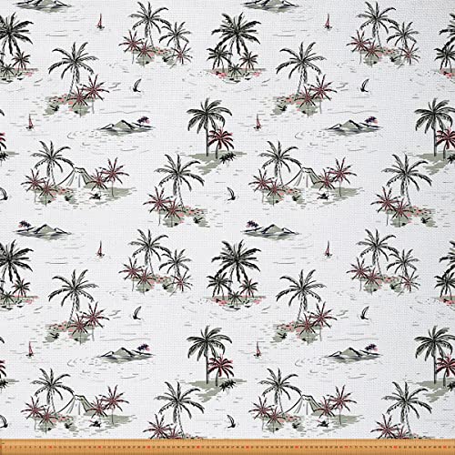 Palmblatt-Druckstoff von The Yard Palme Polsterstoff botanisches Naturthema Outdoor-Stoff hawaiianische tropische Insel, Reupholstery-Stoff für Stühle 2 Yards (L x B x H), Rot / Grün von Loussiesd