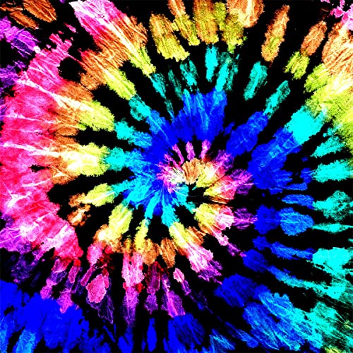 Loussiesd Tie Dye Polsterstoff für Stühle,bunter Boho Trippy Swirl Outdoor Stoff als Meterware,Regenbogen Hippie Bohemien Zigeuner Dekostoff für Polster und Heimwerkerprojekte,92x160cm,Schwarz Blau von Loussiesd