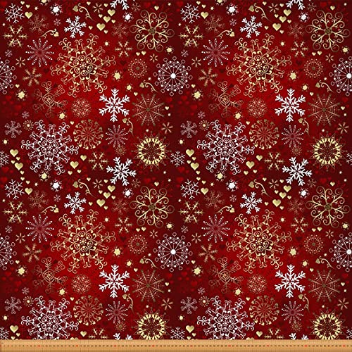 Weihnachts Polsterstoff Meterware Winter Schneeflocken Madala Blumen Dekorationsstoff für Polster und Heimwerkerprojekte Weihnachts Schneeflocken wasserdichter Outdoor Stoff 184x150cm Rotgold von Loussiesd