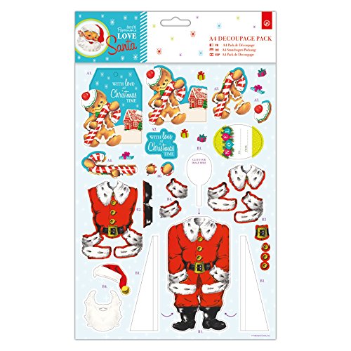 Love Santa Docrafts Decoupage Pack Lebkuchenmann, Papier, A4, sortiert, 21,6 x 0,31 x 34.27 cm von Docrafts