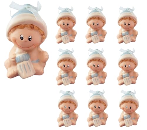 Set mit 10 Stück Babyfigur mit Fläschchen, Dekoration für Gastgeschenke, Taufe, Geburtstag, Kind, Jungen, Babyparty, 8 cm von LoveLegis