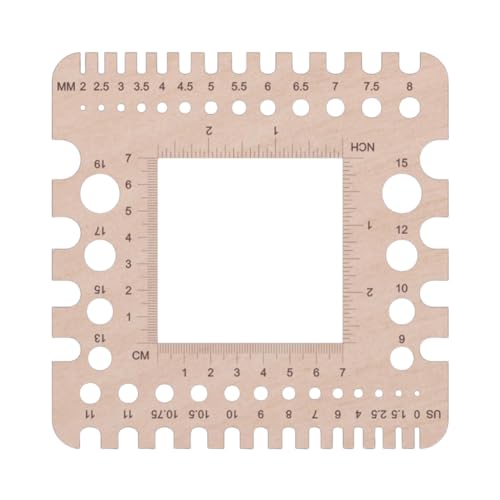 Lovehomily Strickmaß-Lineale aus Holz, mm/Zoll, quadratisches Strick-Messwerkzeug, tragbare Stricknadeln und Häkelnadel, Häkelzubehör (Stil C) von Lovehomily