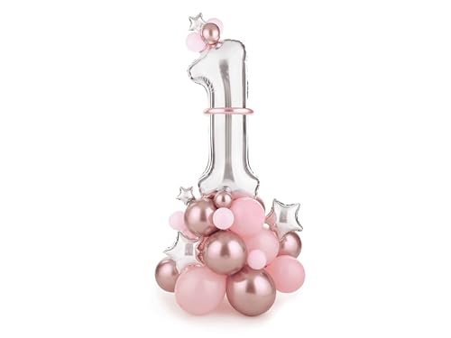 Geburtstagsdeko Mädchen Rosegold Zahl 1. Geburtstag Mädchen Happy Birthday Deko Geburtstag Mädchen Folienballon 1 Luftballon 1. Geburtstag Kindergeburtstag Deko Rosa silber wiederverwendbar von Lovely Balloon