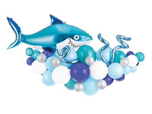 Hai-Ballon-Girlanden-Set – Unterwasser-Deko 170 x 100 cm, für Kindergeburtstag und Ozean-Motto-Party, Ballon-Girlande mit Hai-Motiv und Zubehör von Lovely Balloon