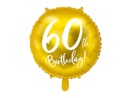 Luftballon 60. Geburtstag Ballon 60 Gold hochwertig Folienballon 60th Birthday Frauen Männer Ballon Zahl 60 Gold 45cm WIEDERVERWENDBAR von Lovely Balloon