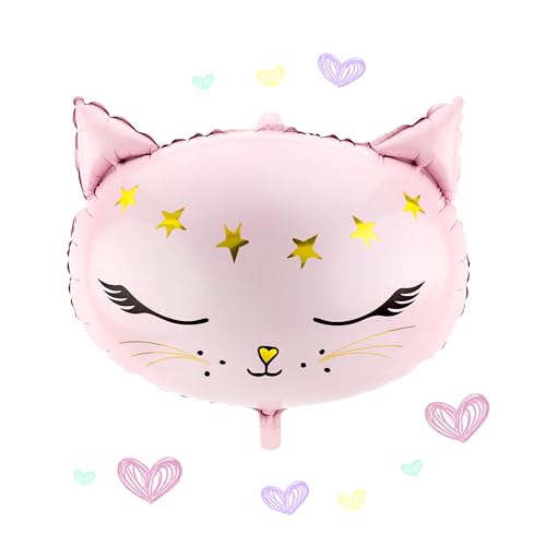 Folienballon Katze 48x36cm mit luft oder Helium Luftballon Geburtstag Kindergeburtstag Ballon Deko Party Pink Mädchen Babyshower Babyparty Taufe WIEDERVERWENDBAR von Lovely Balloon