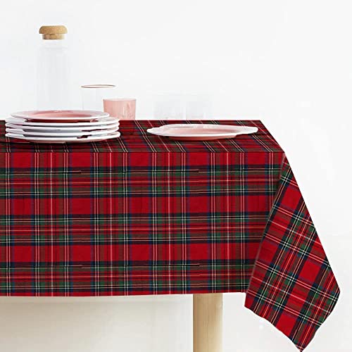 Lovely Home Tischdecke Natalina zu Weihnachten, rechteckig, gefärbter Stoff, Lurex Tartan, hergestellt in Italien, Tischdecke Weihnachten, Made in Italy, schottisches Muster (140 x 140, Rot) von LovelyHome