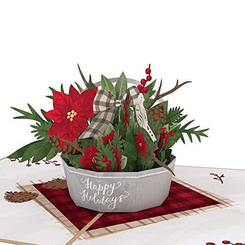 Lovepop® 3D Pop-Up Karte Winter Blumenkorb | besondere Weihnachtskarte mit Weihnachtssternen | 3D-Klappkarte für einzigartige Weihnachts-Überraschung | Karte mit festlicher Blumendeko von Lovepop