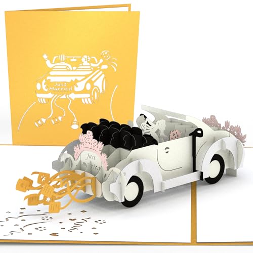 Lovepop® Hochzeitsauto Hochzeitskarte | 3D Pop-Up Karte zur Hochzeit - Verlobung - Einladung | einzigartige Hochzeits-Grußkarte, handgemachte Pop-up-Karte, 3D-Klappkarte | Einladungskarte von Lovepop